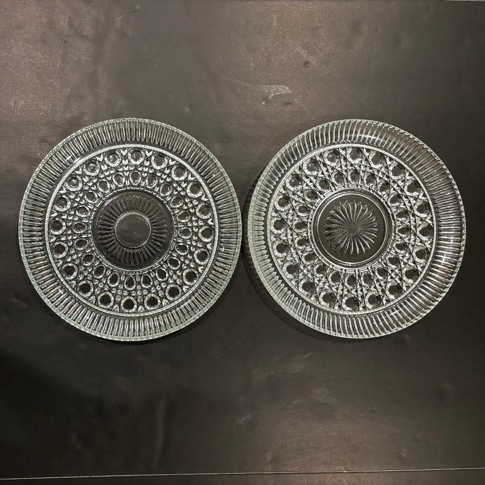 VTG Federal Glass "Windsor" Button & Cane Serving Platter 11" (1 of 2 Available)